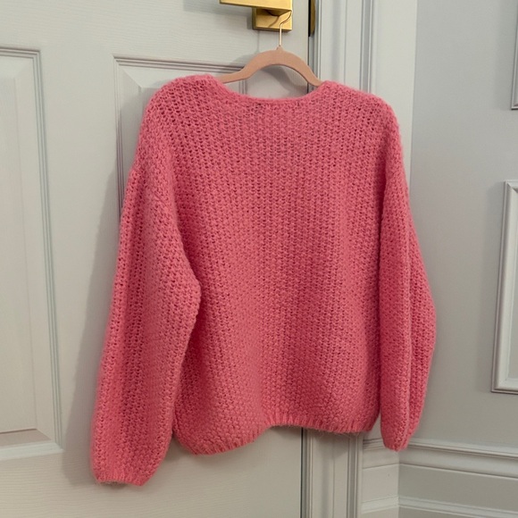 Vero Moda Bubblegum Pink V-Neck Chunky Knit Sweater - Picture 3 of 4